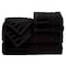 Hastings Home 6-Piece Cotton Deluxe Plush Bath Towel Set, Chevron Pattern Spa Luxury Decorative Towels (Black) 421314VTX - alternate 2
